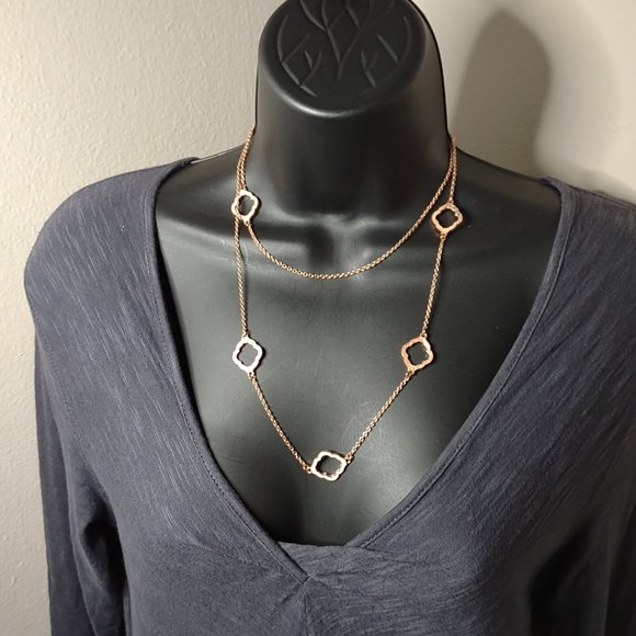 Long Rose Gold Tone Decorative Necklace 38 To 40.5 Inches - Picture 10 of 12